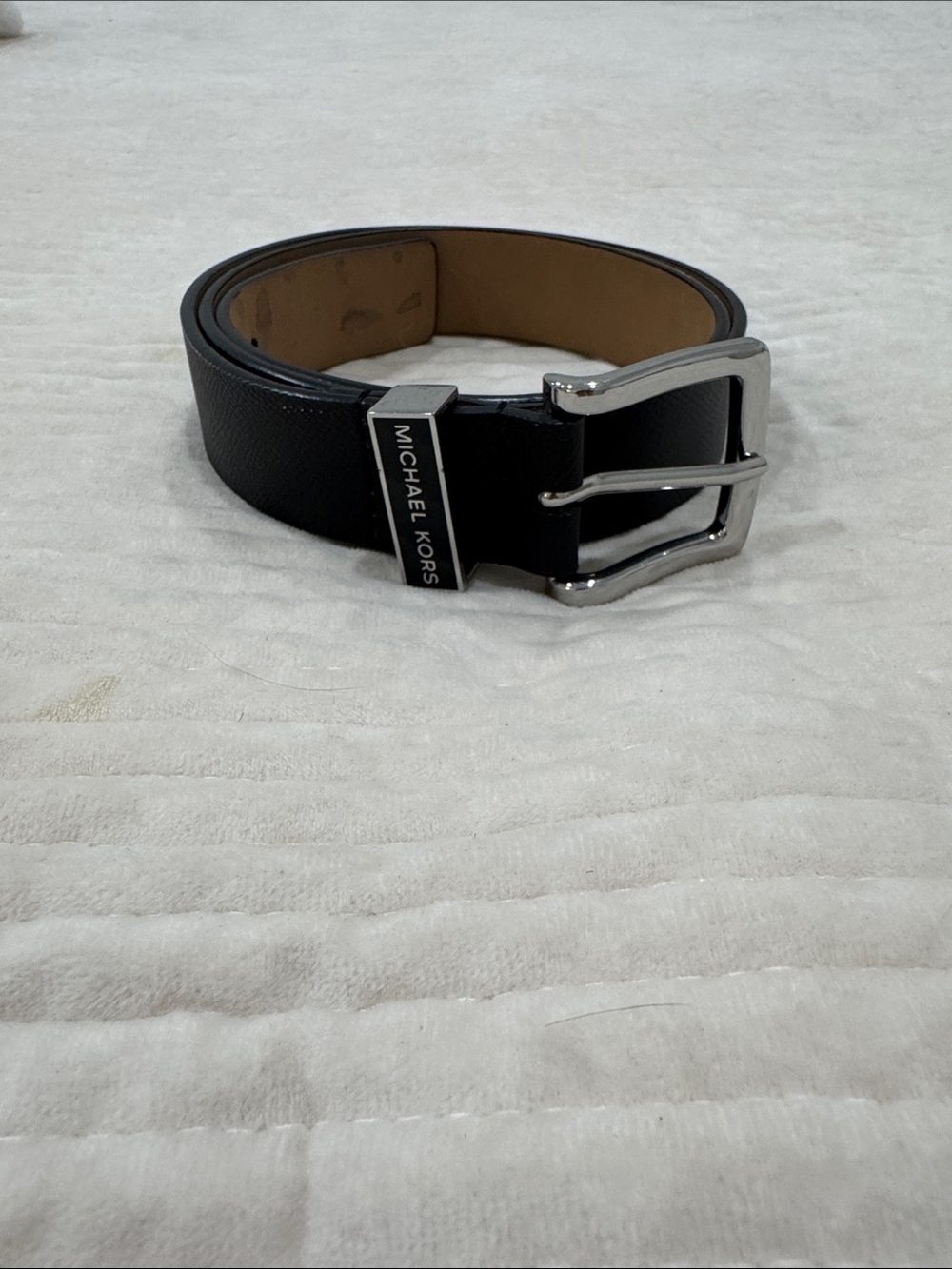 Michael Kors Women’s Leather Belt with Silver Buckle